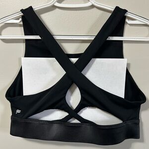 Fabletics High Impact Black Sports Bra with Cross Back Design